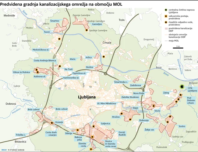 Gradnja manjkajoče kanalizacije v MOL v okviru evropskega projekta aglomeracij nad 2000 PE. Delo Infografika