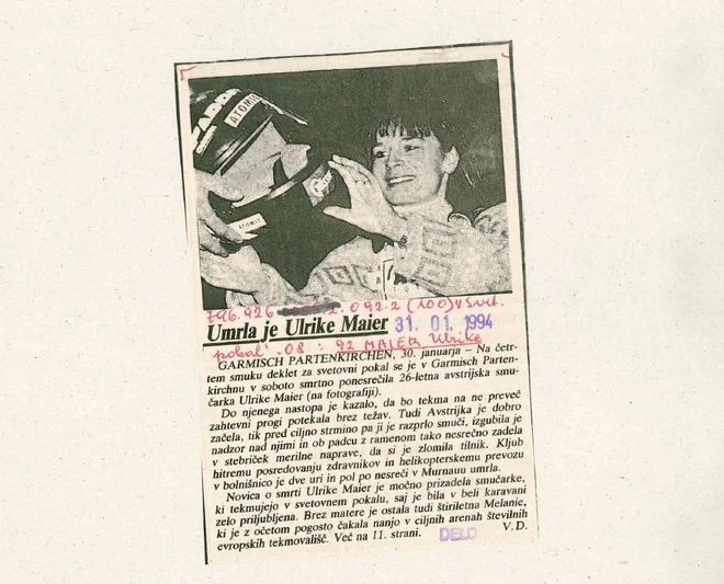 Ulrike Maier je bila v smučarski karavani zelo priljubljena. Dokumentacija Dela