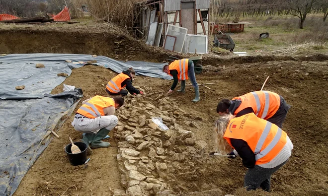Arheologi Zavoda za varstvo kulturne dediščine morajo izkopavanja na trasi drugega tira končati do konca septembra. FOTO: Miha Murko