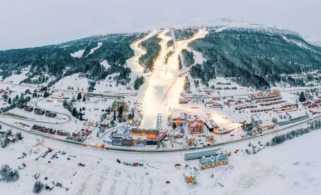 Pogled na snežni štadion v Åreju. FOTO: AFP