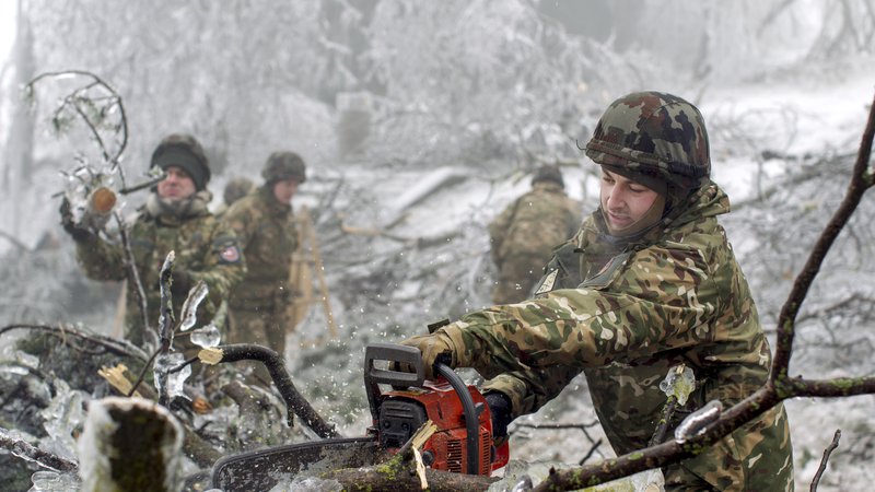 Fotografija: V okolici Pivke so na pomoč priskočili vojaki. FOTO: Voranc Vogel/Delo