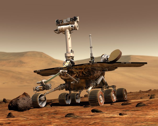Umetniška upodobitev roverja Opportunity. FOTO: NASA/JPL/Cornell University
