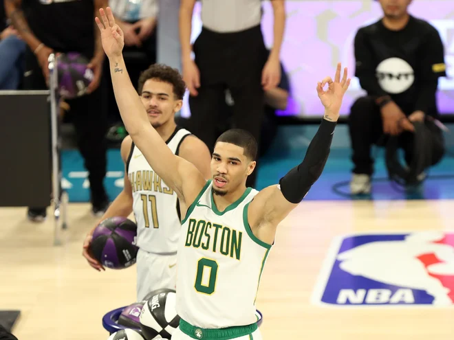 Jayson Tatum je zadel s polovice igrišča in zmagal. FOTO: Jim Dedmon/Usa Today Sports