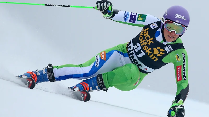 Fotografija: Ilka Štuhec je začela nekoliko zadržano. FOTO: Tomi Lombar/Delo