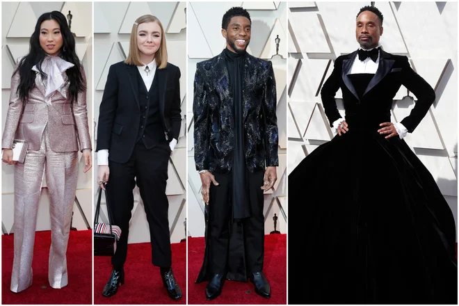 S svojimi modnimi izbirami so izstopali: Awkwafina, Elsie Fisher, Chadwick Boseman in Billy Porter. FOTO: Reuters