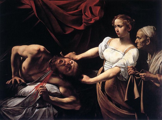 Zaenkrat ostaja nedvomno Caravaggieva upodobitev Judite in Holoferna slika, ki je v zbirki Nacionalne galerije stare umetnosti v Rimu. Odkrili so jo leta 1950. FOTO: Wikipedia