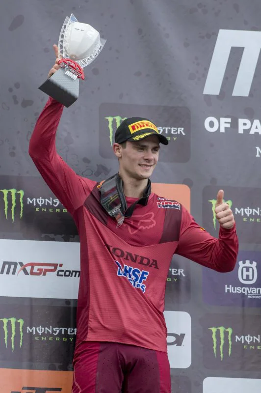 Haloški as se je dvaintridesetič v karieri povzpel na stopničke v elitnem razredu MXGP. FOTO: Honda HRC
