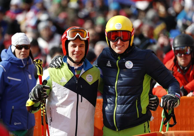 Žan Kranjec in Štefan Hadalin sta v tej sezoni zelo razpoložena. FOTO: Matej Družnik/Delo