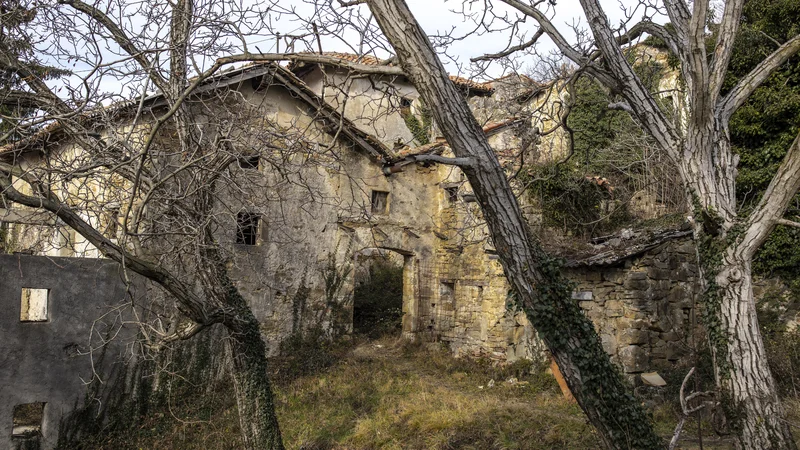 Fotografija: Zapuščena vas Slapnik v Goriških Brdih. FOTO: Voranc Vogel/Delo