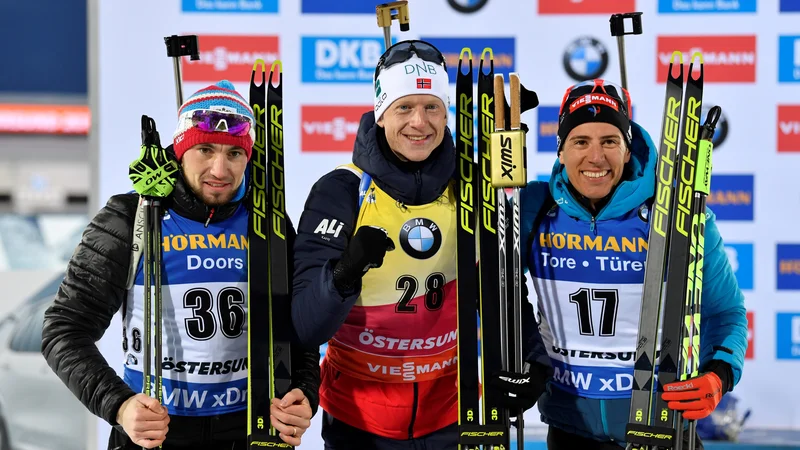 Fotografija: Zmagovalna trojica. FOTO: Tt News Agency/Reuters