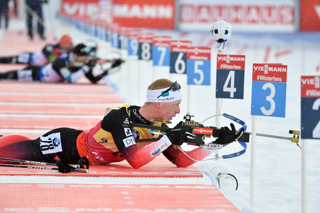 Prve posamične lovorike na prvenstvu se je veselil vodilni biatlonec Johannes Thingnes Bø. FOTO: Tt News Agency/Reuters