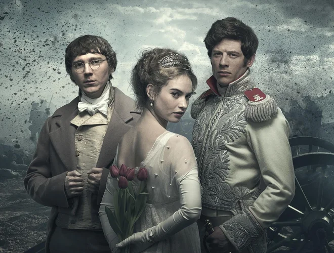 Vojna in mir Picture shows: Pierre (PAUL DANO), Natasha (LILY JAMES) and Andrei (JAMES NORTON) Foto Mitch Jenkins Bbc 2015