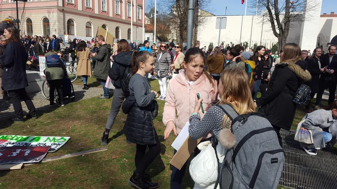 Podnebni štrajk pravkar poteka tudi na Kongresnem trgu v Ljubljani. FOTO: Borut Tavčar
