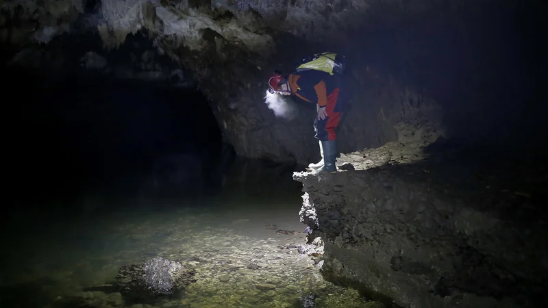 Fotografija: Pot poteka ob reki Pivki, ki je bila še dober teden pred doživetjem precej višja, kot je zdaj. FOTO: Blaž Samec