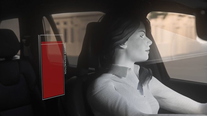 In-car cameras and intervention against intoxication, distraction: Animation. FOTO: Volvo