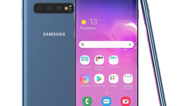 Fotografija: Galaxy s10 ima na hrbtni strani tri objektive: običajnega, teleskopskega in ultraširokokotnega. FOTO: Samsung