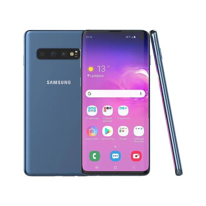 Galaxy s10 ima na hrbtni strani tri objektive: običajnega, teleskopskega in ultraširokokotnega. FOTO: Samsung