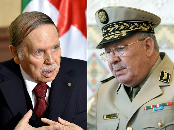 Abdelaziz Bouteflika in general Ahmed Gaid Salah. FOTO: Eric Feferberg in Farouk Batiche/AFP