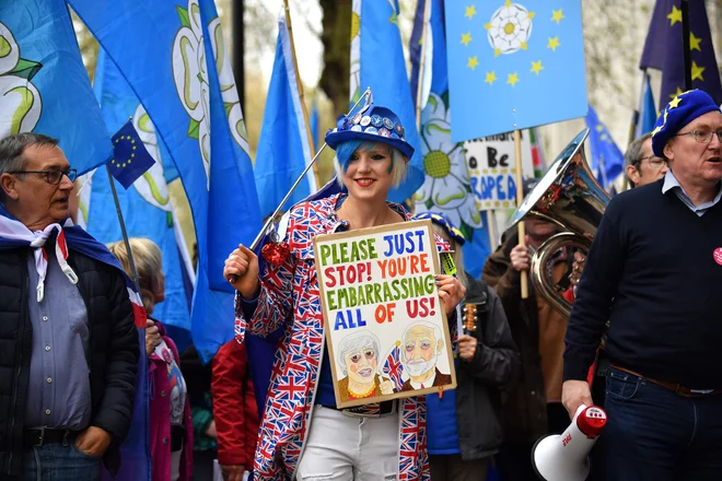 Britanska vlada je določila 23. maj za datum evropskih volitev. Dodali so sicer pričakovanje, da jim jih ne bo treba izvesti in da bo Združeno kraljestvo do takrat že zapustilo Evropsko unijo. Foto Ben Stansall Afp