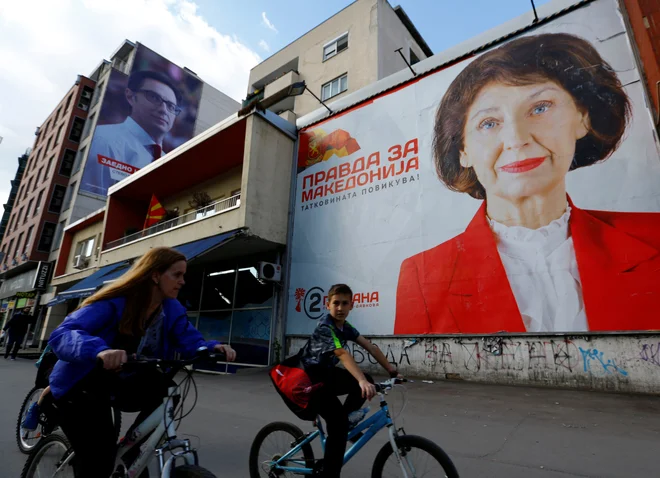 Kandidatka največje opozicijske stranke VMRO-DPMNE Gordana Siljanovska Davkova<strong> </strong>zavrača prespanski sporazum. Foto: Ognen Teofilovski/Reuters