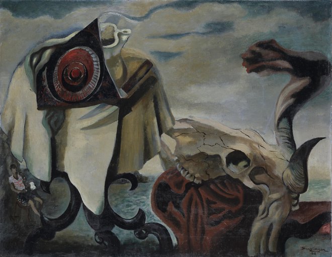 Stane Kregar:<em> Tihožitje na morski obali</em>, 1938, olje na platnu