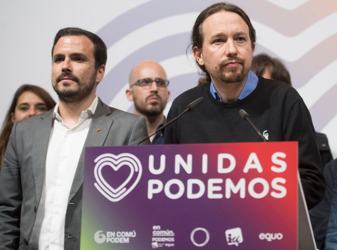 Pablo Iglesias, vodja stranke Podemos, ki je med glavnimi kandidatkami za sodelovanje v prihodnji vladi. FOTO: Afp