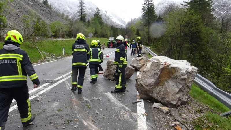 Fotografija: Podor na cesti Tržič-Ljubelj. FOTO: Tržič TV