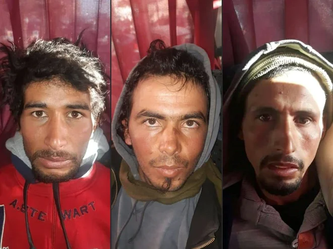 Osumljenci za umor Rachid Afatti, Ouziad Younes in Ejjoud Abdessamad. FOTO: Afp