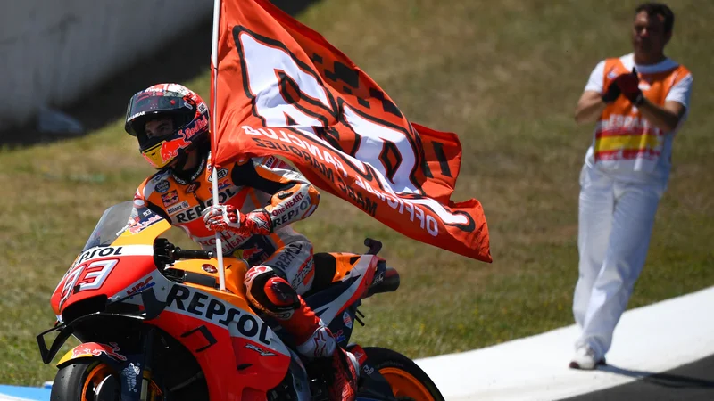 Fotografija: Marc Marquez se je veselil domače zmage. FOTO: AFP