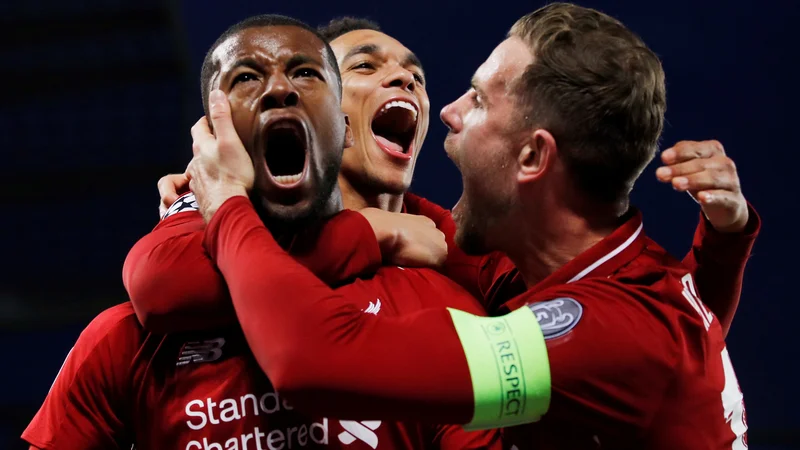 Fotografija: Georginio Wijnaldum, Jordan Henderson, Trent Alexander-Arnold in drugi rdeči bojevniki so na Anfieldu čarali. FOTO: Reuters