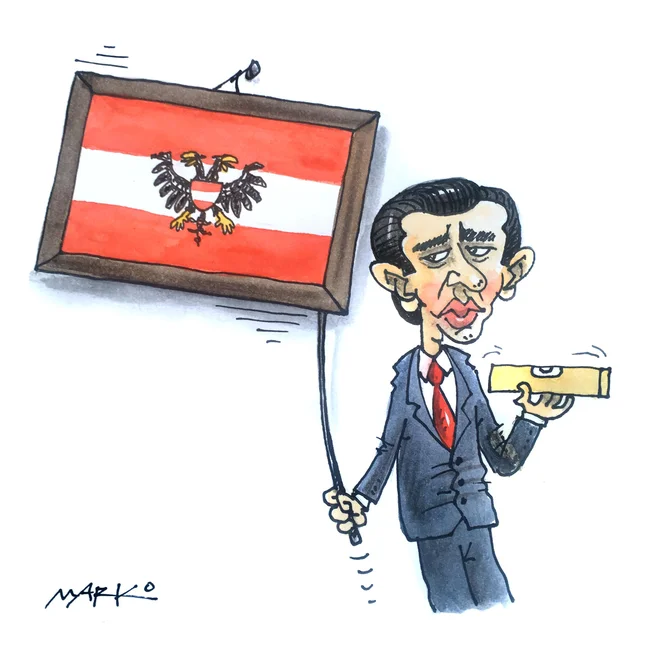 Avstrija pred novimi predčasnimi volitvami. KARIKATURA: Marko Kočevar