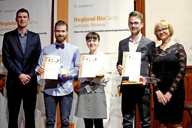 Cvet najboljših. Od leve dr. Boris Brus, Jurij Zdovc, Ardita Veseli, Alen Krajnc in dr. Darja Ferčej Temeljotov FOTO Arhiv Leka