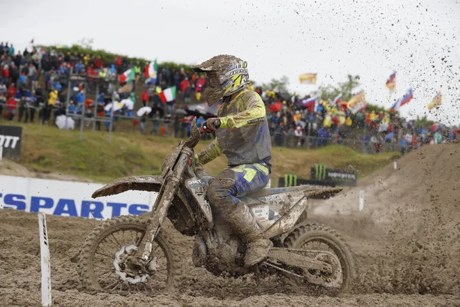 Zaradi zdravstvenih težav je Gerčar letos dirkal le na dveh preizkušnjah v MXGP. Zadnja v blatni Mantovi je bila izjemno zahtevna. FOTO: Leon Vidic/Delo