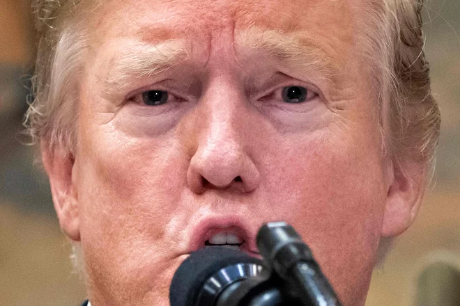 Ameriški predsednik Donald Trump med nedavnim nastopom. FOTO: AFP