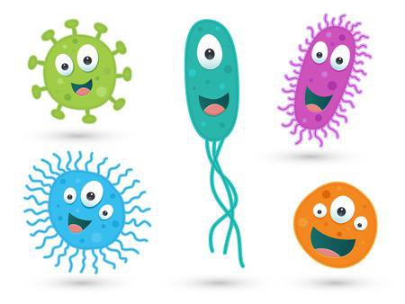39492849 - a set of cute green, blue, orange & purple germs / bacteria