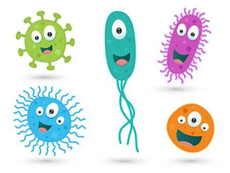 39492849 - a set of cute green, blue, orange & purple germs / bacteria