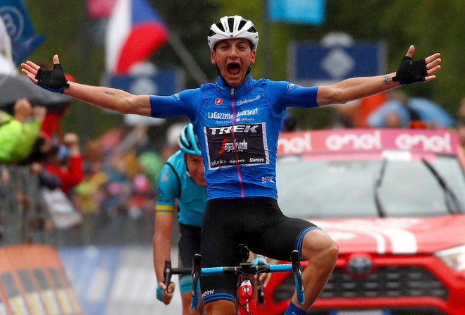 Giulio Ciccone je po pobegu od štarta slavil izjemno etapno zmago. FOTO: AFP