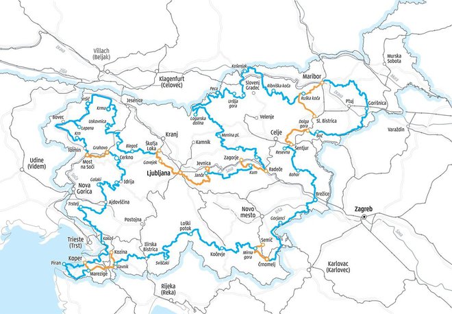 Slovenska turnokolesarska pot je najdaljša daljinska kolesarska pot pri nas. Foto Infografika Delo
