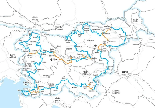 Slovenska turnokolesarska pot je najdaljša daljinska kolesarska pot pri nas. Foto Infografika Delo