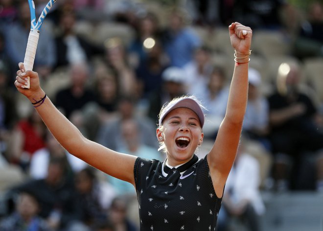 Amanda Anisimova je postala prva četrtfinaliska velikega slama, rojena v tem tisočletju. FOTO: Reuters