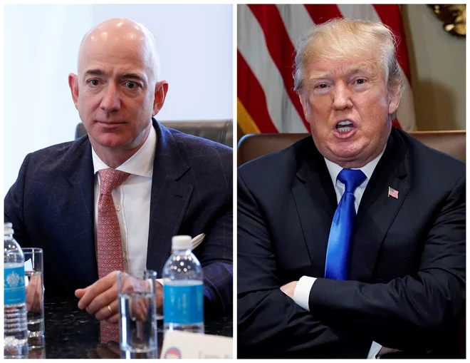 Jeff Bezos je pred šestimi leti kupil <em>Washington Post</em>, časnik, katerega stališča so vse prej kot naklonjena Trumpovi politiki. FOTO: Reuters