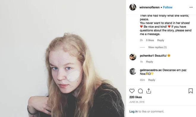 Noa Pothoven je umrla od lakote. FOTO: Instagram/@winnenofleren