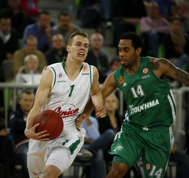 Evropski prvak Klemen Prepelič je bil pred sedmimi leti eden od členov tedanje zadnjič evroligaške Union Olimpije, ki je v Stožicah gostila sloviti Panathinaikos. FOTO: Uroš Hočevar/Delo