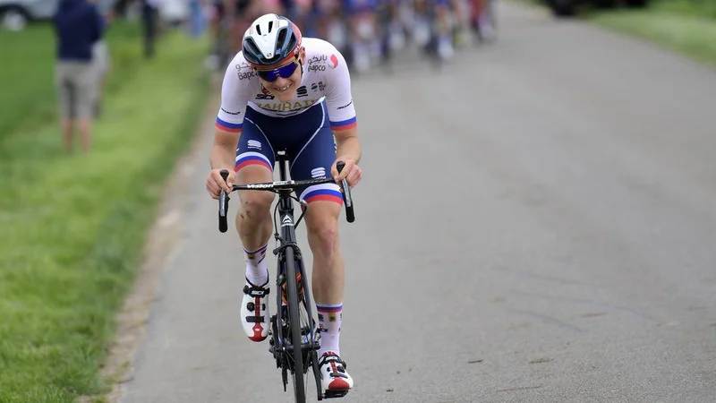 Matej Mohorič je na DP v vožnji na kronometer minuli teden osvojil 2. mesto, 30. junija pa bo v Radovljici branil naslov prvaka na cestni dirki. FOTO: Leon Vidic/Delo