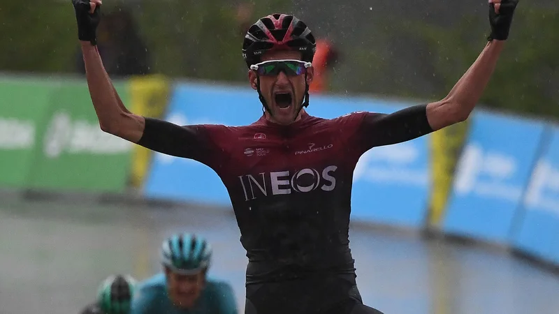 Fotografija: Wout Poels je slavil zmago v 7. etapi kriterija Dauphine. FOTO: Anne-Christine Poujoulat/AFP