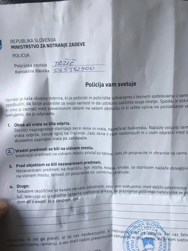 V Službi za varstvo pred snežnimi plazovi so se na policijsko gesto odzvali hvaležno. FOTO: SVSP Zelenica-Tržič