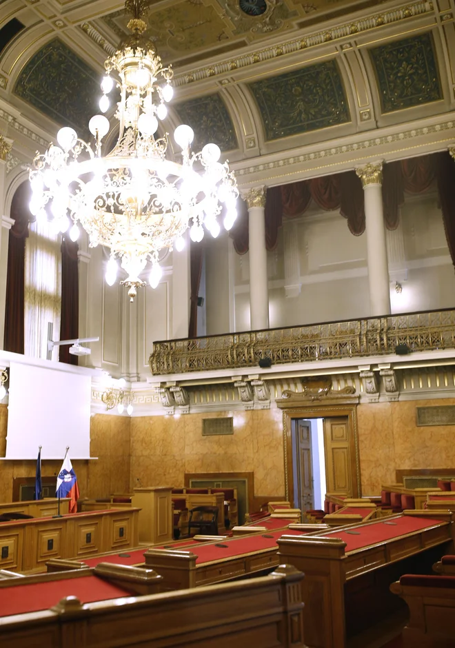 Veličastna dvorana, kjer je zasedal deželni parlament Kranjske, je skoraj popolnoma taka, kot je bila pred sto in več leti. Foto Blaž Samec