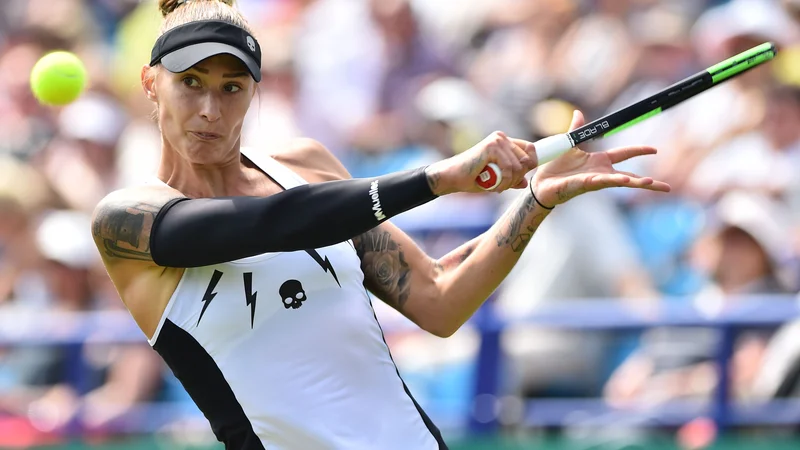 Polona Hercog se bo danes pomerila z Viktorio Kužmovo, od katere je bila lani v edinem medsebojnem dvoboju boljša prav na travi, na Mallorci.<br />
FOTO: AFP