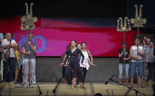 Sobotna vaja za otvoritveno opero ljubljanskega festivala Aida. Foto Jože Suhadolnik