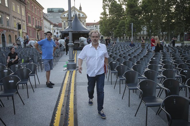 Dražen Siriščević na sobotni vaji na Kongresnem trgu. Foto Jože Suhadolnik
